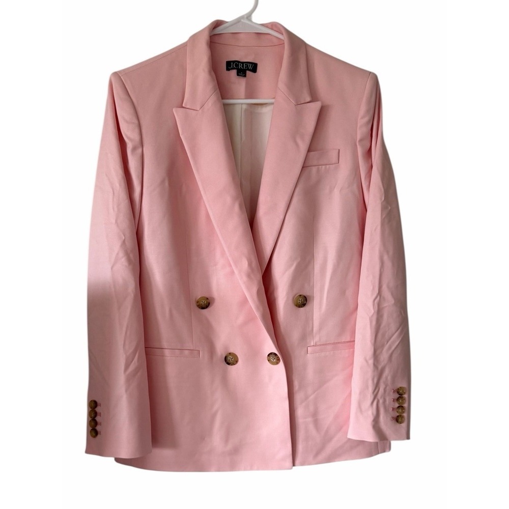 J. Crew Relaxed Double-Breasted Blazer City Twill Light Pink Women's Size 4